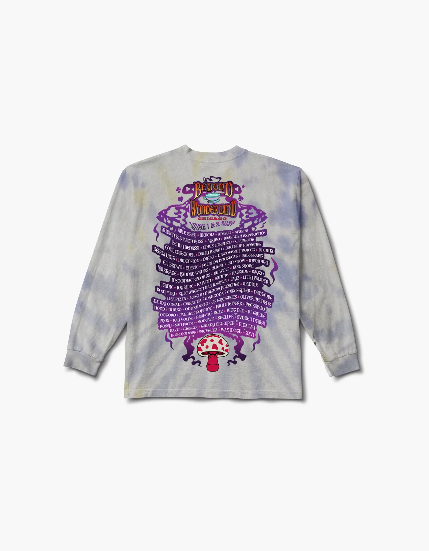 Beyond Wonderland Into the Garden 2024 Lineup Tie Dye L/S Tee - Image 2