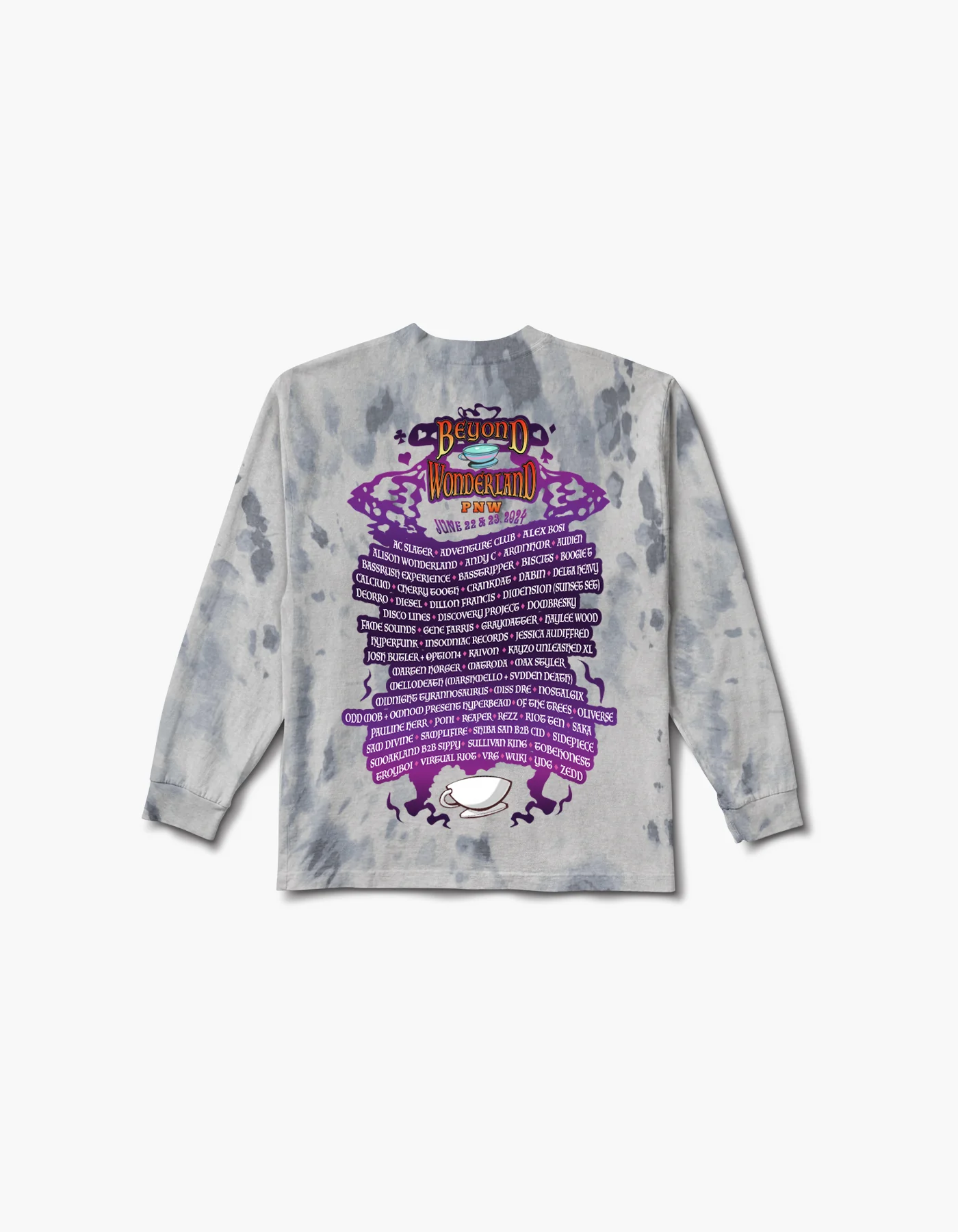 Beyond Wonderland PNW Into the Garden 2024 Lineup Tie Dye L/S Tee - Image 2