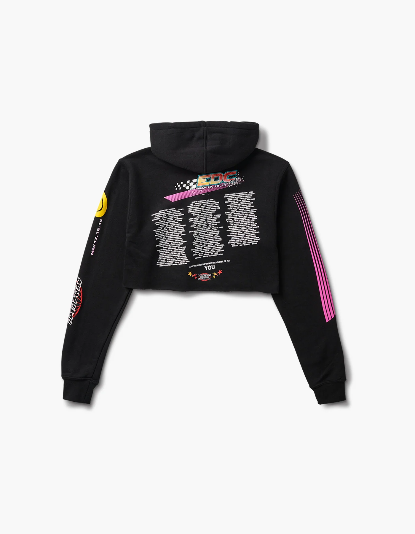 EDC Plur Race 2024 Lineup Crop Hoodie - Image 2