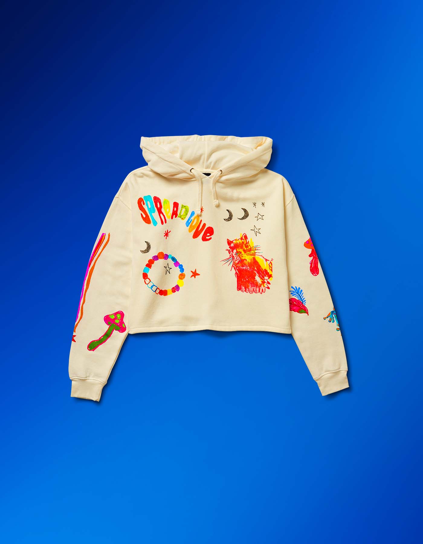 Sketch Love Crop Hoodie - Image 5